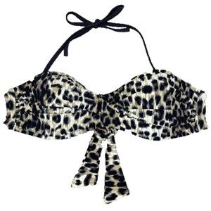 Body Glove Leopard Bandeau Bikini Top Removable Strap Size S Swim Pool Beach